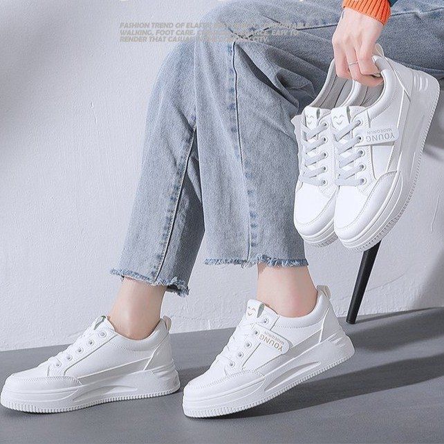 Skateboarding Shoe Little White Shoes for Women Spring Autumn New Rubber Soft Soled Women's Shoes Lightweight Solid Color Basic Women's Shoes