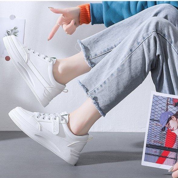 Skateboarding Shoe Little White Shoes for Women Spring Autumn New Rubber Soft Soled Women's Shoes Lightweight Solid Color Basic Women's Shoes