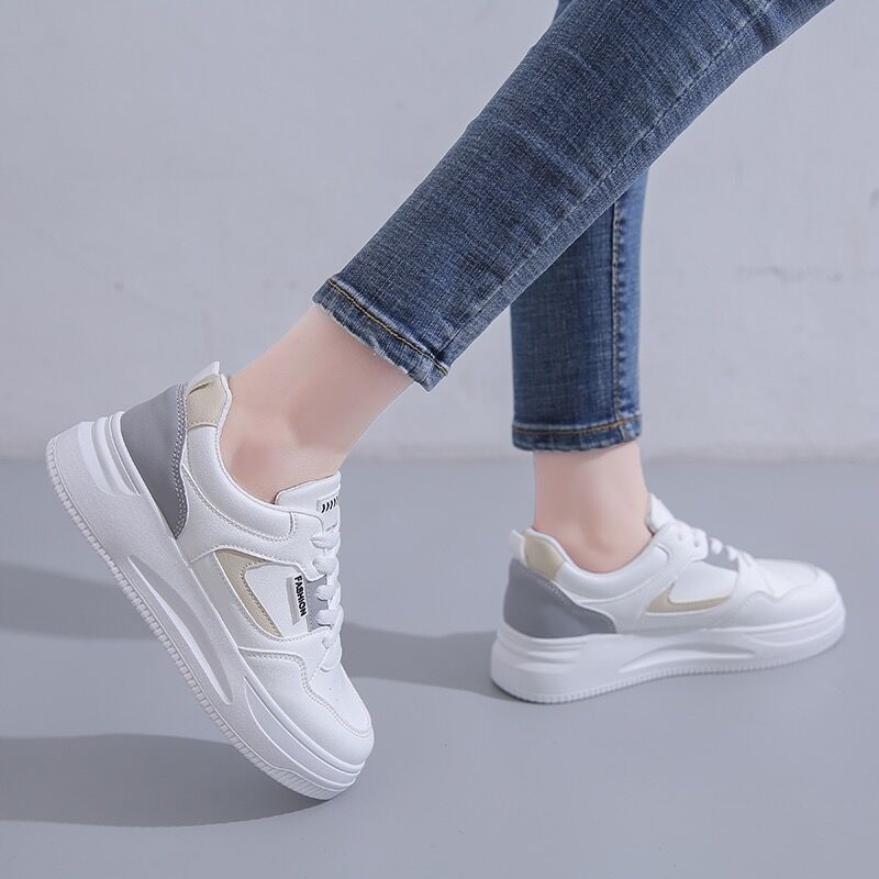 Skateboarding Shoe Mesh White Shoes for Women Spring New Breathable Thick Soled Shoes Female Student Shoes