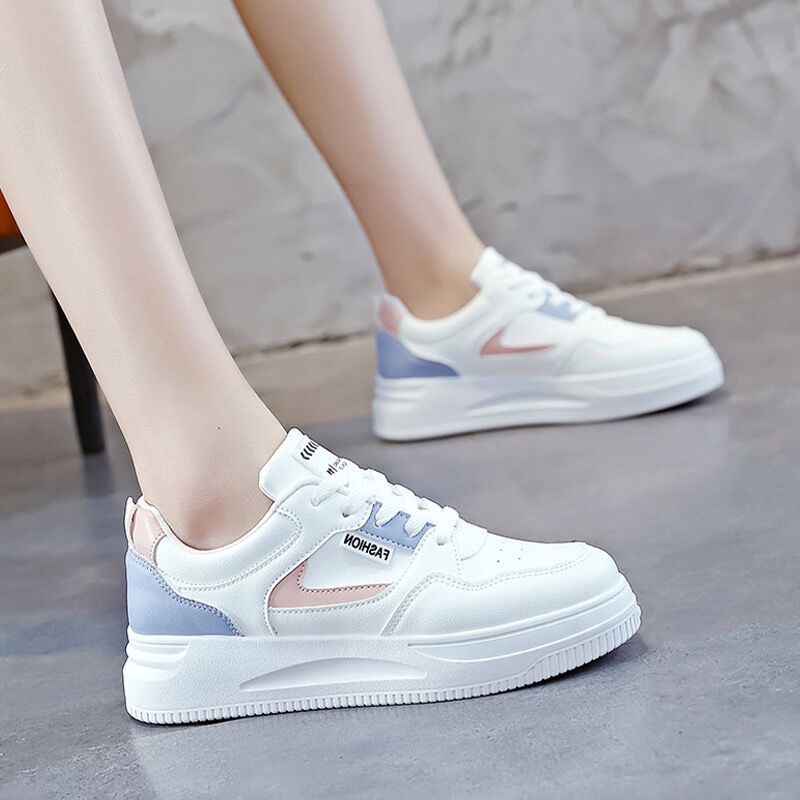 Skateboarding Shoe Mesh White Shoes for Women Spring New Breathable Thick Soled Shoes Female Student Shoes