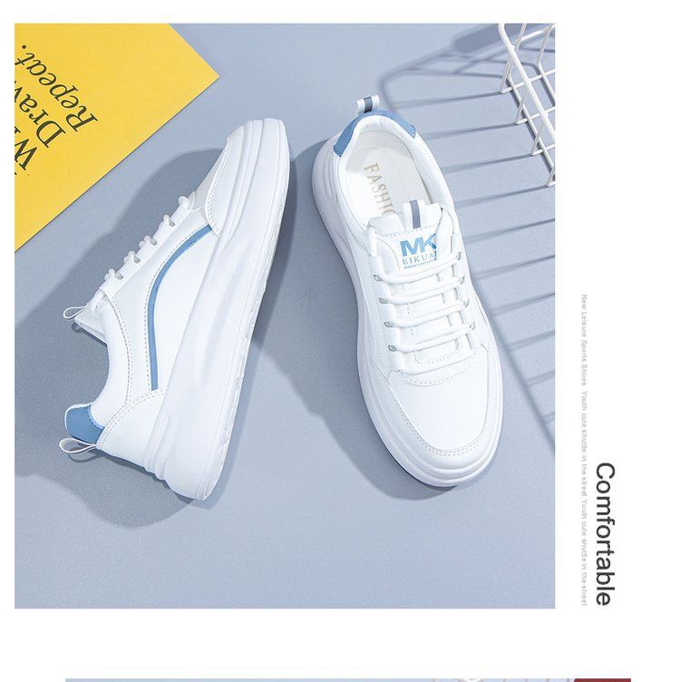 Skateboarding Shoe Spring Autumn New White Shoes Female Round Toe Lace up Casual Student Shoes Ins Board Shoes for Women