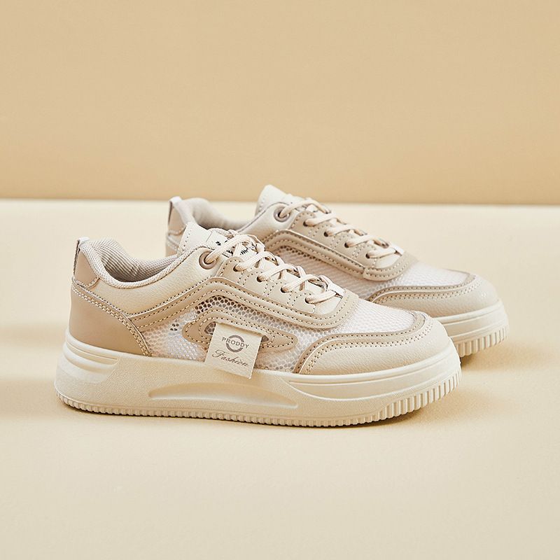 Skateboarding Shoe Mesh White Shoes for Women Summer New Height Increasing Student Board Shoes Breathable Casual Shoes