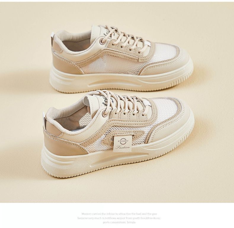 Skateboarding Shoe Mesh White Shoes for Women Summer New Height Increasing Student Board Shoes Breathable Casual Shoes
