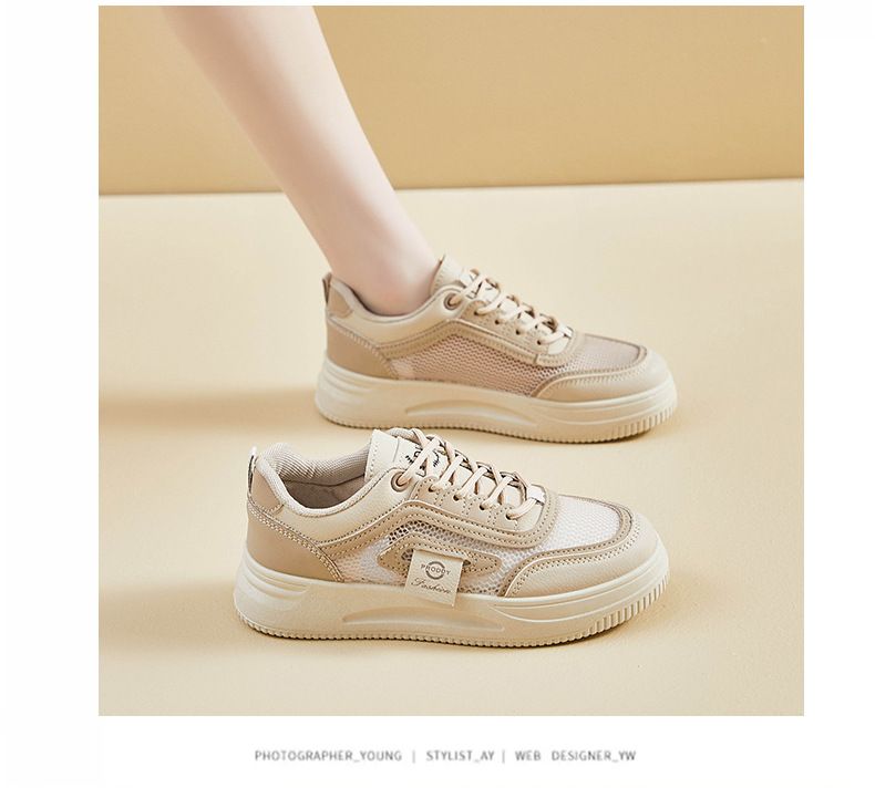 Skateboarding Shoe Mesh White Shoes for Women Summer New Height Increasing Student Board Shoes Breathable Casual Shoes