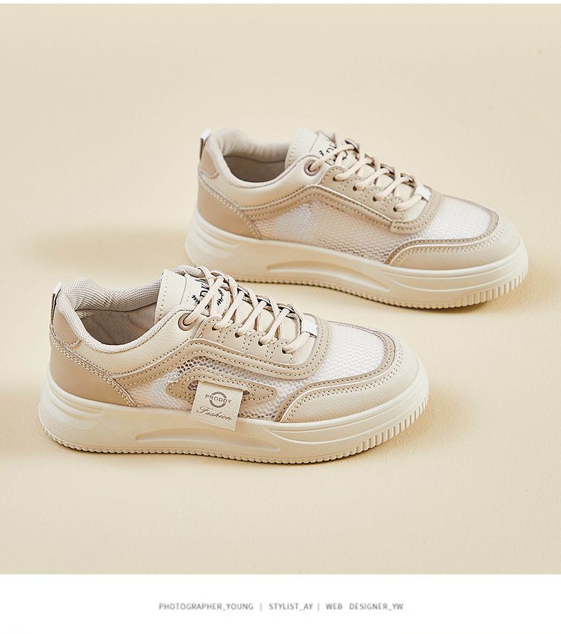 Skateboarding Shoe Mesh White Shoes for Women Summer New Height Increasing Student Board Shoes Breathable Casual Shoes