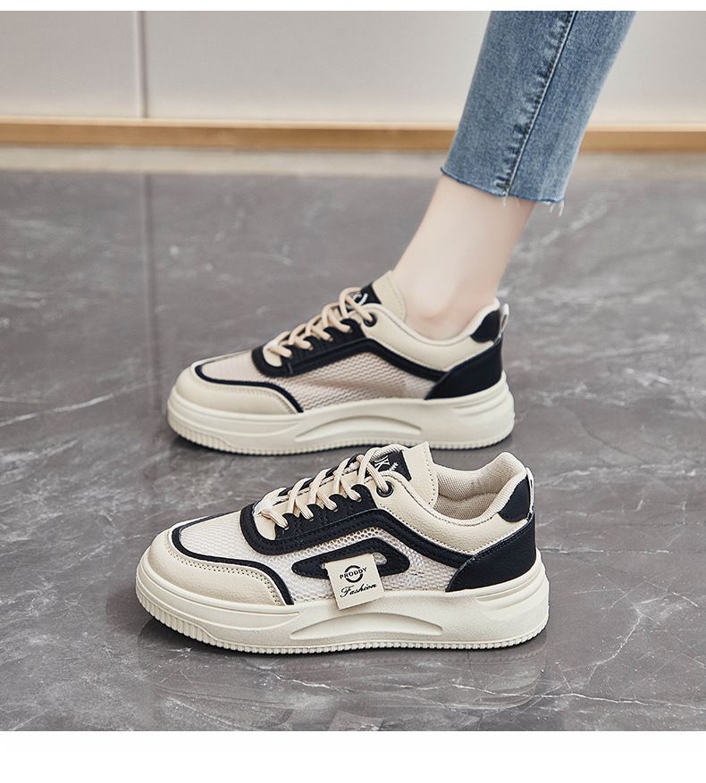 Skateboarding Shoe Mesh White Shoes for Women Summer New Height Increasing Student Board Shoes Breathable Casual Shoes