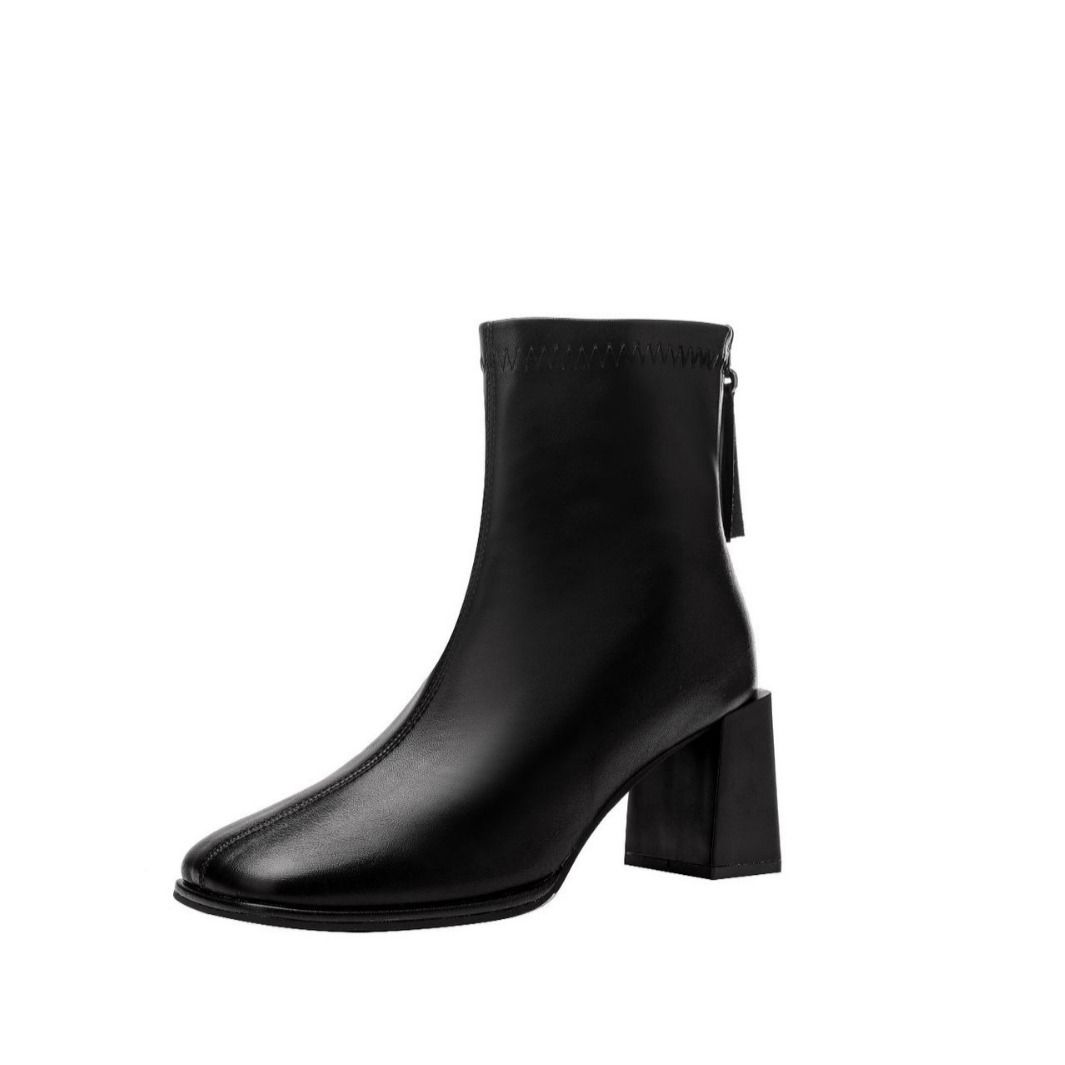 Boot Woman Shoe Boot Shoe Lady Booty Short Woman French British Style Thick Heeled Short Women's Boots New Autumn Winter Fashion Retro Versatile Slim High-Heeled Short Boots for Women