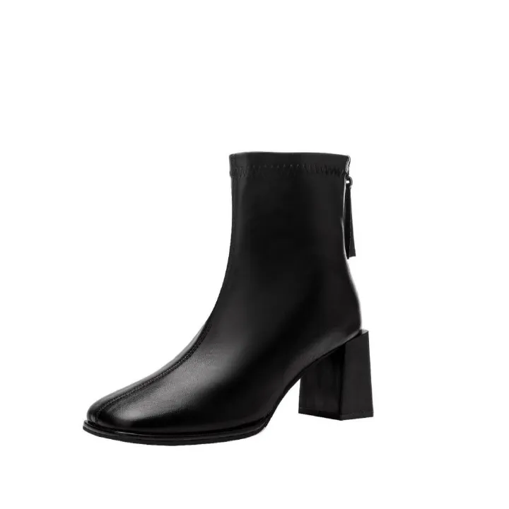 Boot Woman Shoe Boot Shoe Lady Booty Short Woman French British Style Thick Heeled Short Women's Boots New Autumn Winter Fashion Retro Versatile Slim High-Heeled Short Boots for Women