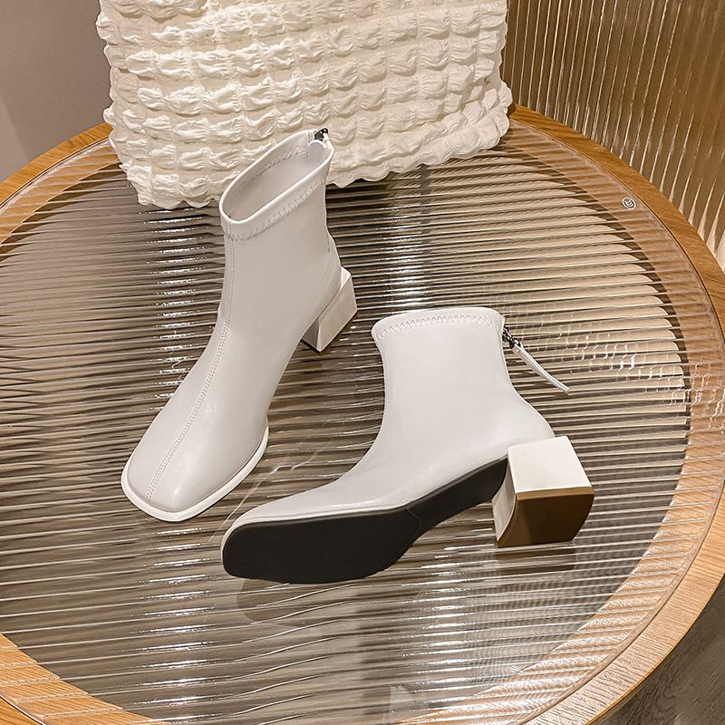 Boot Woman Shoe Boot Shoe Lady Booty Short Woman French British Style Thick Heeled Short Women's Boots New Autumn Winter Fashion Retro Versatile Slim High-Heeled Short Boots for Women