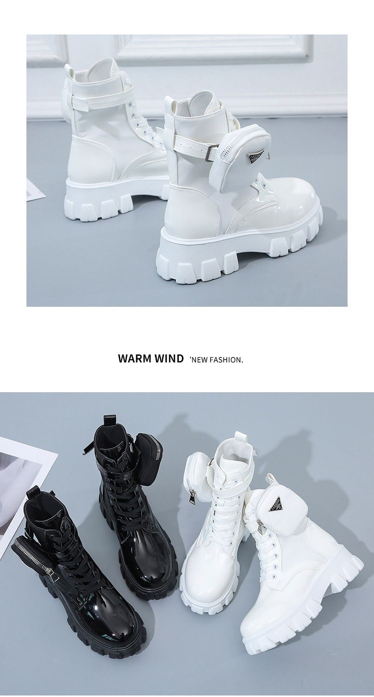 Boot Woman Shoe Boot Shoe Lady Booty Short Woman Large New Lace up Round Toe Thick Soled Short Boots Women's British Style Fashionable Martin Boots