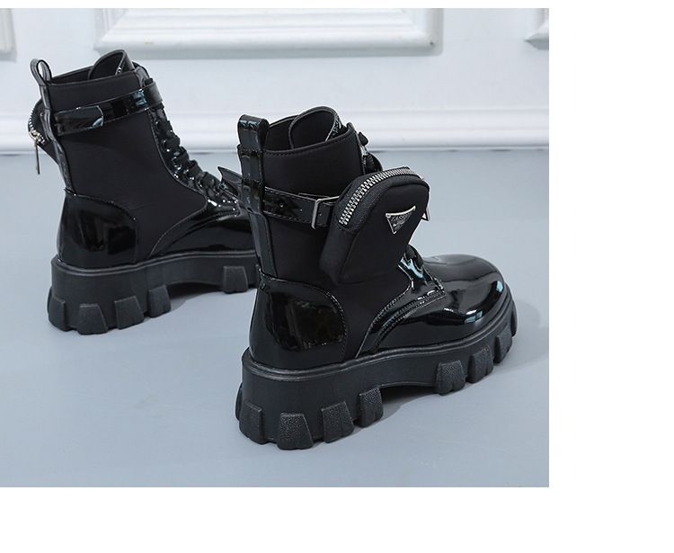 Boot Woman Shoe Boot Shoe Lady Booty Short Woman Large New Lace up Round Toe Thick Soled Short Boots Women's British Style Fashionable Martin Boots