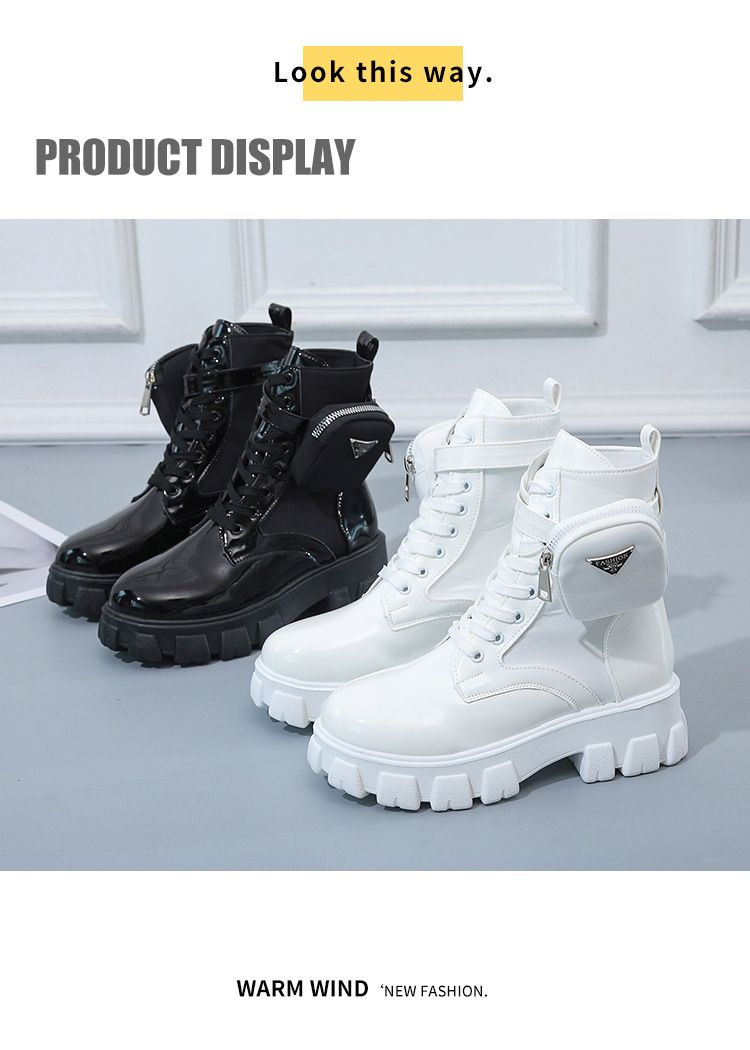 Boot Woman Shoe Boot Shoe Lady Booty Short Woman Large New Lace up Round Toe Thick Soled Short Boots Women's British Style Fashionable Martin Boots