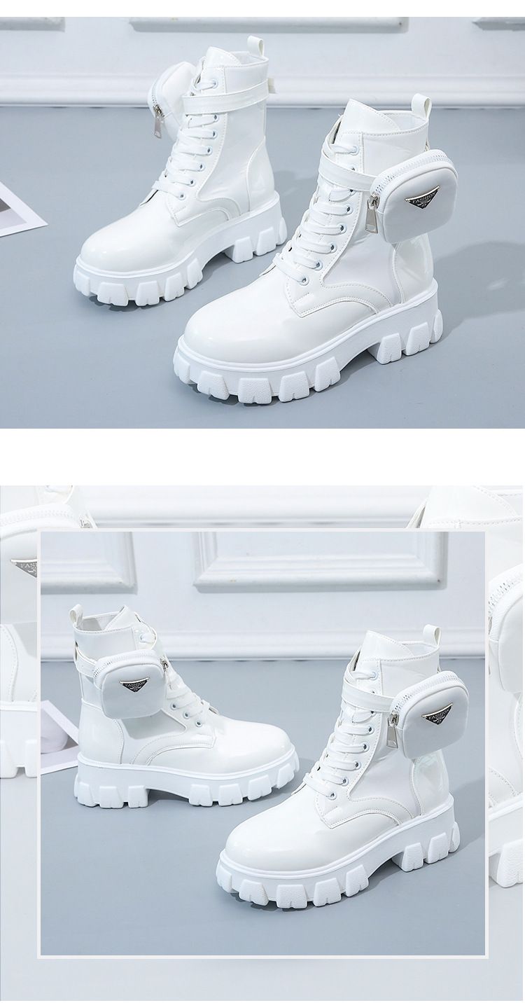 Boot Woman Shoe Boot Shoe Lady Booty Short Woman Large New Lace up Round Toe Thick Soled Short Boots Women's British Style Fashionable Martin Boots