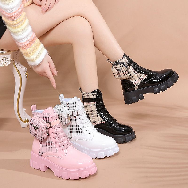 Boot Woman Shoe Boot Shoe Lady Booty Short Woman Martin Boots Girl New European American Plus Size Printing Satchel Sponge Cake Thick Soled Lace up Short Tube Women's Boots