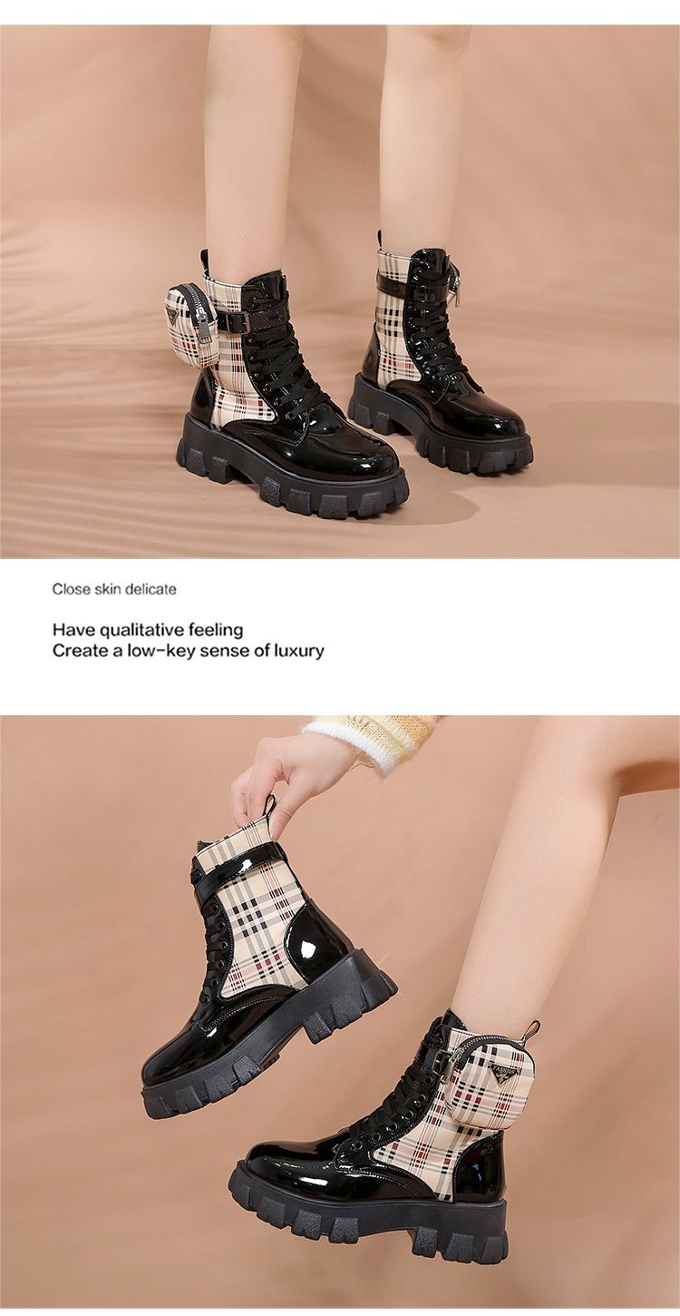 Boot Woman Shoe Boot Shoe Lady Booty Short Woman Martin Boots Girl New European American Plus Size Printing Satchel Sponge Cake Thick Soled Lace up Short Tube Women's Boots