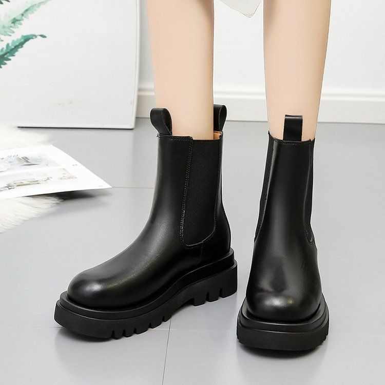 Boot Woman Shoe Boot Shoe Lady Booty Short Woman Martin Boots Women's Autumn New British Style Mid Length Boots Thick Soled Chelsea Boots Ins Trendy Boots
