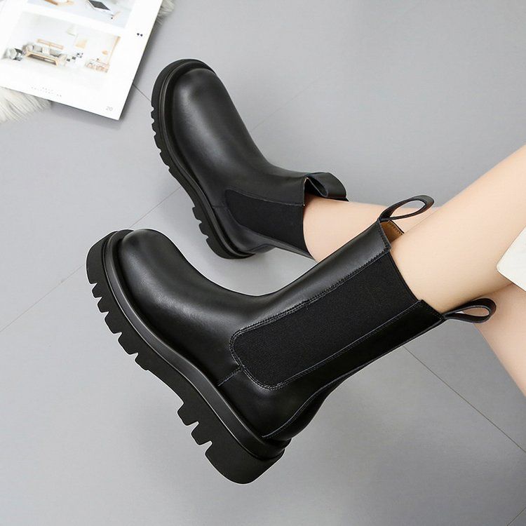 Boot Woman Shoe Boot Shoe Lady Booty Short Woman Martin Boots Women's Autumn New British Style Mid Length Boots Thick Soled Chelsea Boots Ins Trendy Boots