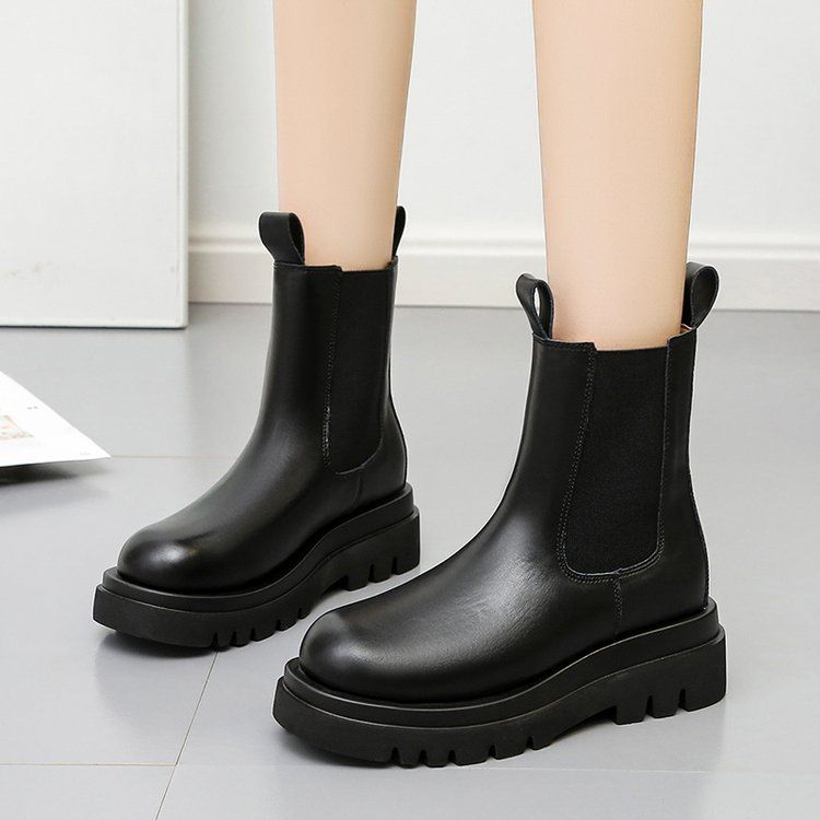 Boot Woman Shoe Boot Shoe Lady Booty Short Woman Martin Boots Women's Autumn New British Style Mid Length Boots Thick Soled Chelsea Boots Ins Trendy Boots