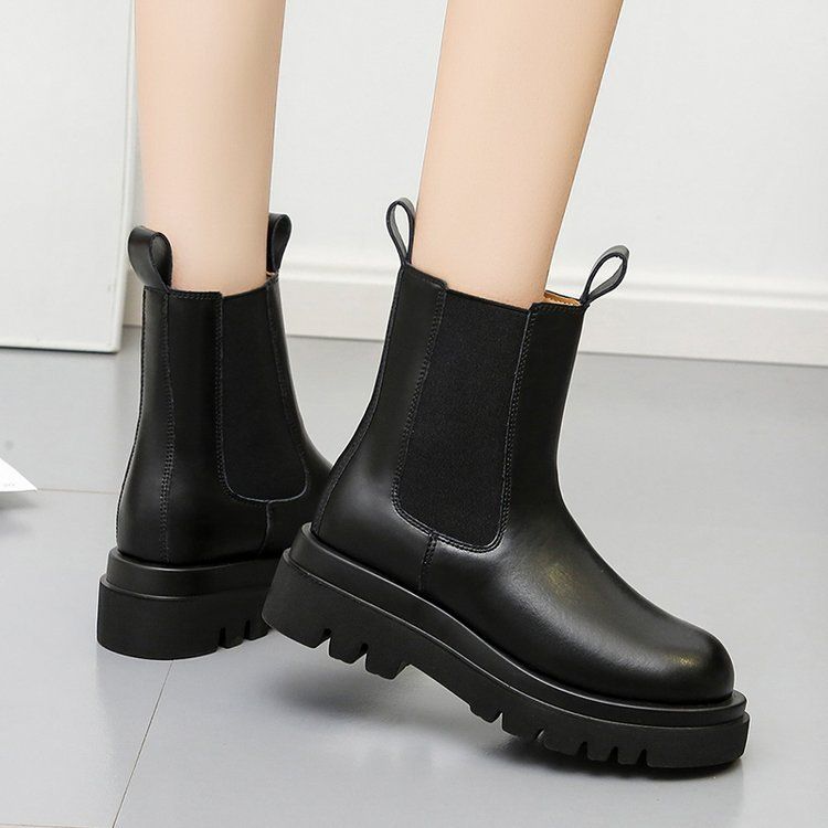 Boot Woman Shoe Boot Shoe Lady Booty Short Woman Martin Boots Women's Autumn New British Style Mid Length Boots Thick Soled Chelsea Boots Ins Trendy Boots