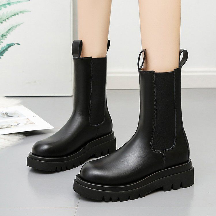 Boot Woman Shoe Boot Shoe Lady Booty Short Woman Martin Boots Women's Autumn New British Style Mid Length Boots Thick Soled Chelsea Boots Ins Trendy Boots