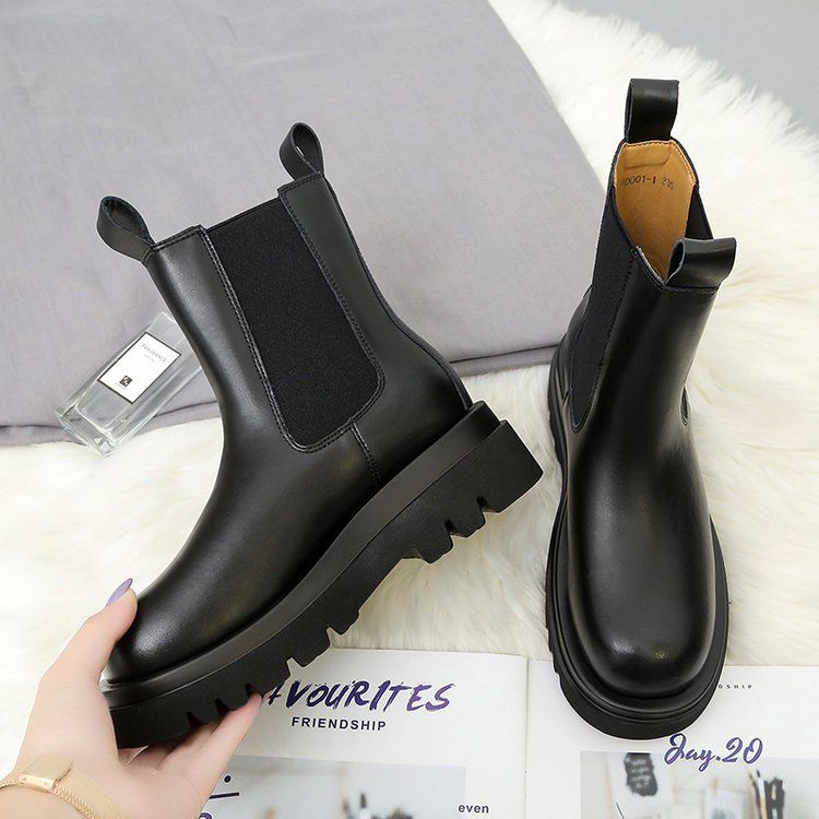 Boot Woman Shoe Boot Shoe Lady Booty Short Woman Martin Boots Women's Autumn New British Style Mid Length Boots Thick Soled Chelsea Boots Ins Trendy Boots
