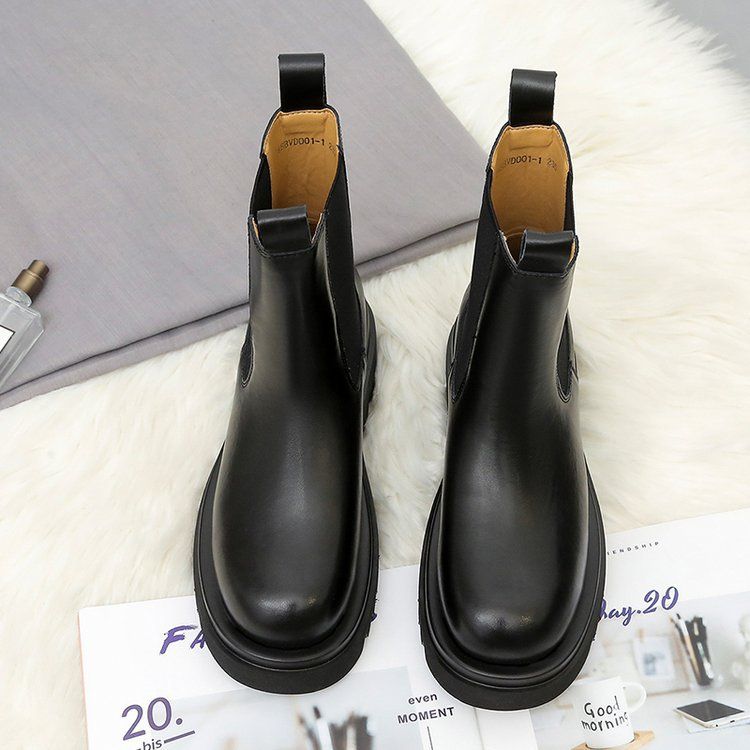 Boot Woman Shoe Boot Shoe Lady Booty Short Woman Martin Boots Women's Autumn New British Style Mid Length Boots Thick Soled Chelsea Boots Ins Trendy Boots