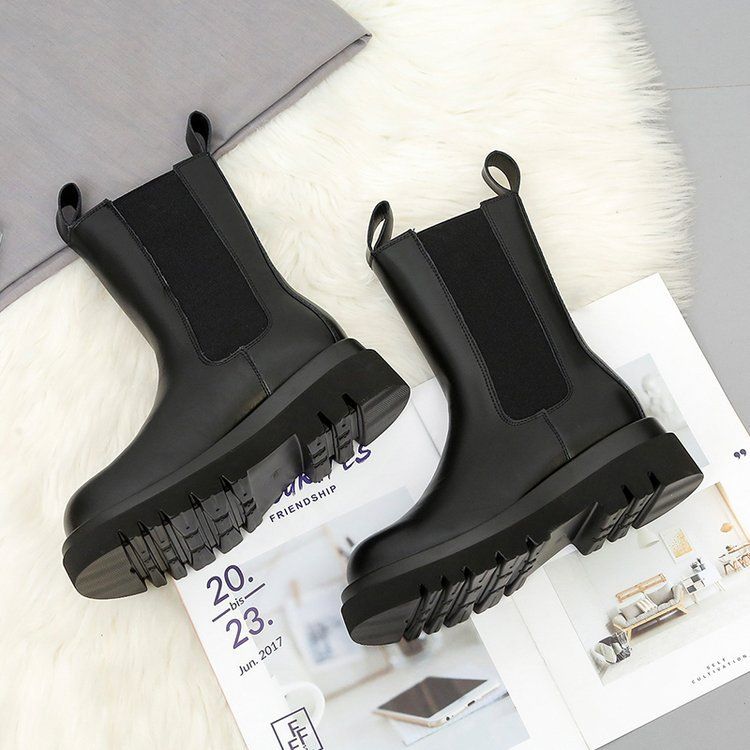 Boot Woman Shoe Boot Shoe Lady Booty Short Woman Martin Boots Women's Autumn New British Style Mid Length Boots Thick Soled Chelsea Boots Ins Trendy Boots