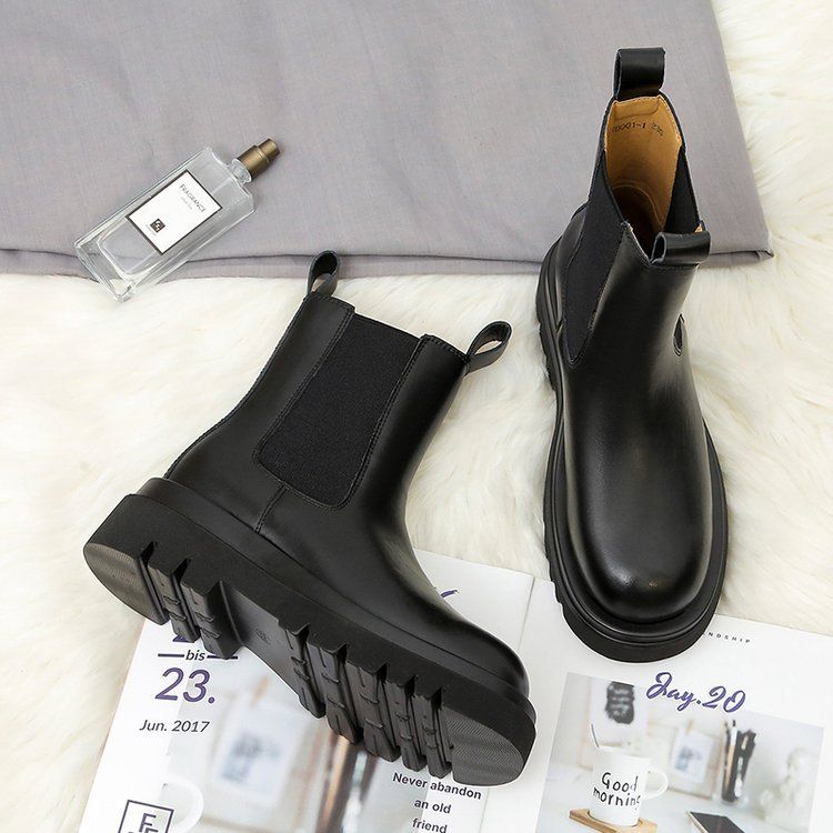 Boot Woman Shoe Boot Shoe Lady Booty Short Woman Martin Boots Women's Autumn New British Style Mid Length Boots Thick Soled Chelsea Boots Ins Trendy Boots