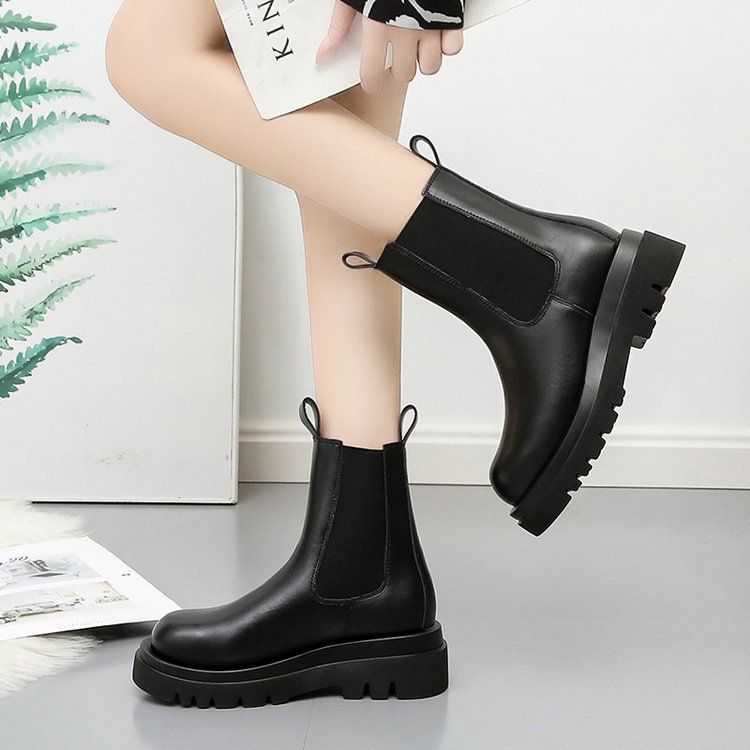 Boot Woman Shoe Boot Shoe Lady Booty Short Woman Martin Boots Women's Autumn New British Style Mid Length Boots Thick Soled Chelsea Boots Ins Trendy Boots