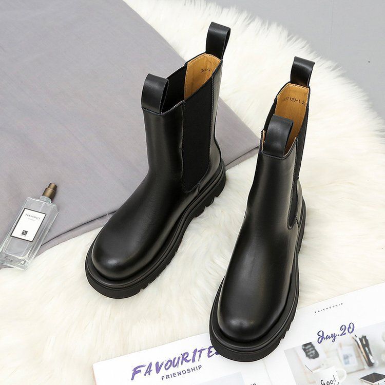 Boot Woman Shoe Boot Shoe Lady Booty Short Woman Martin Boots Women's Autumn New British Style Mid Length Boots Thick Soled Chelsea Boots Ins Trendy Boots