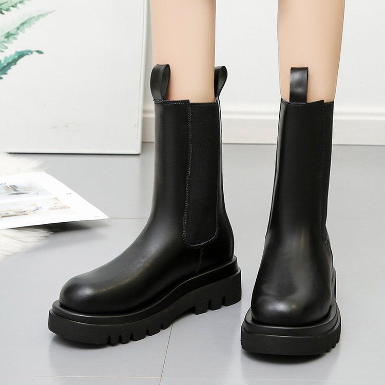 Boot Woman Shoe Boot Shoe Lady Booty Short Woman Martin Boots Women's Autumn New British Style Mid Length Boots Thick Soled Chelsea Boots Ins Trendy Boots