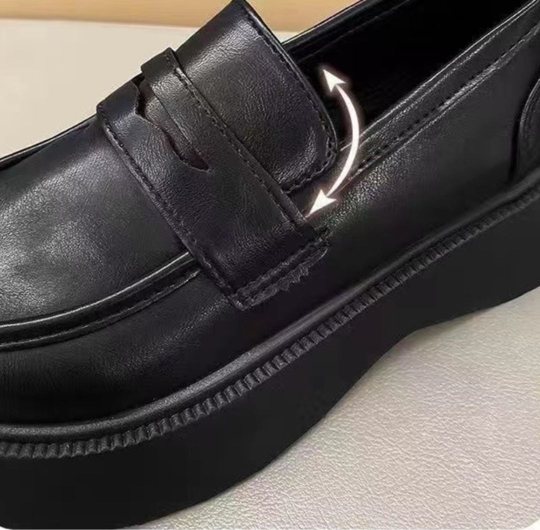 Loafer Shoe Women's New Thick Soled Sponge Cake Shoes Japanese British Style Small Leather Shoes Slip on Women's Shoes