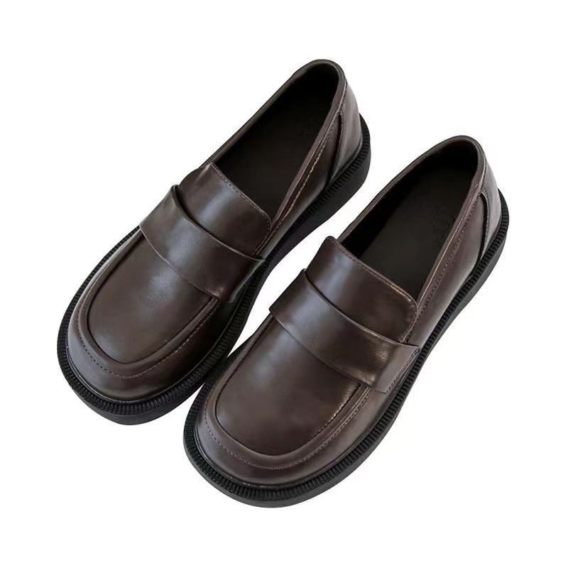 Loafer Shoe Woman Thick Soled Loafers Women's Leather Shoes Spring Autumn New Versatile Retro Shoes Slip on Soft Bottom
