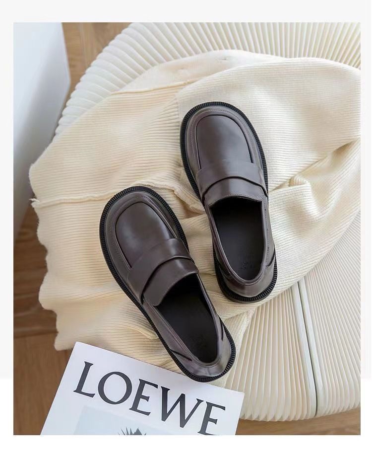 Loafer Shoe Woman Thick Soled Loafers Women's Leather Shoes Spring Autumn New Versatile Retro Shoes Slip on Soft Bottom