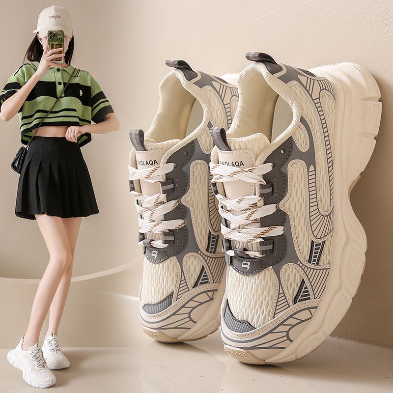 Sneaker Woman Sneaker Shoe Woman Sneaker Lady Shoe Summer New Breathable Dad Shoes Female Student Casual Shoes Women's Thick Soled Height Increasing Running Shoes