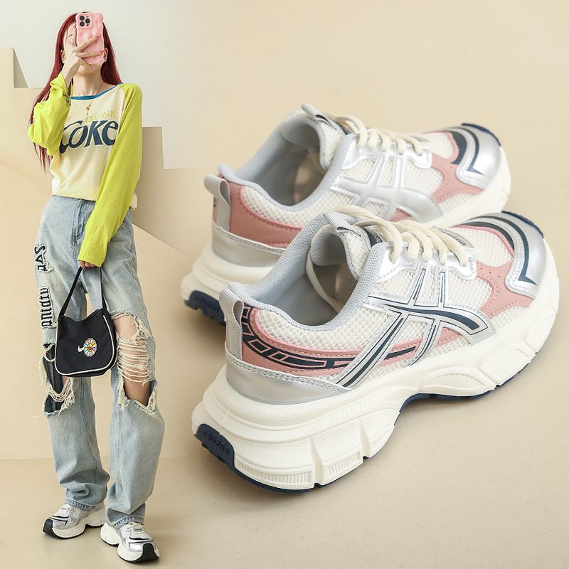 Sneaker Woman Sneaker Shoe Woman Sneaker Lady Shoe Summer New Breathable Dad Shoes Female Instagram Student Casual Shoes Women's Thick Soled Running Shoes