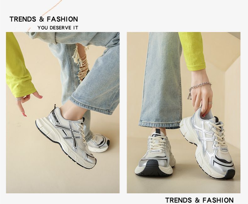 Sneaker Woman Sneaker Shoe Woman Sneaker Lady Shoe Summer New Breathable Dad Shoes Female Instagram Student Casual Shoes Women's Thick Soled Running Shoes