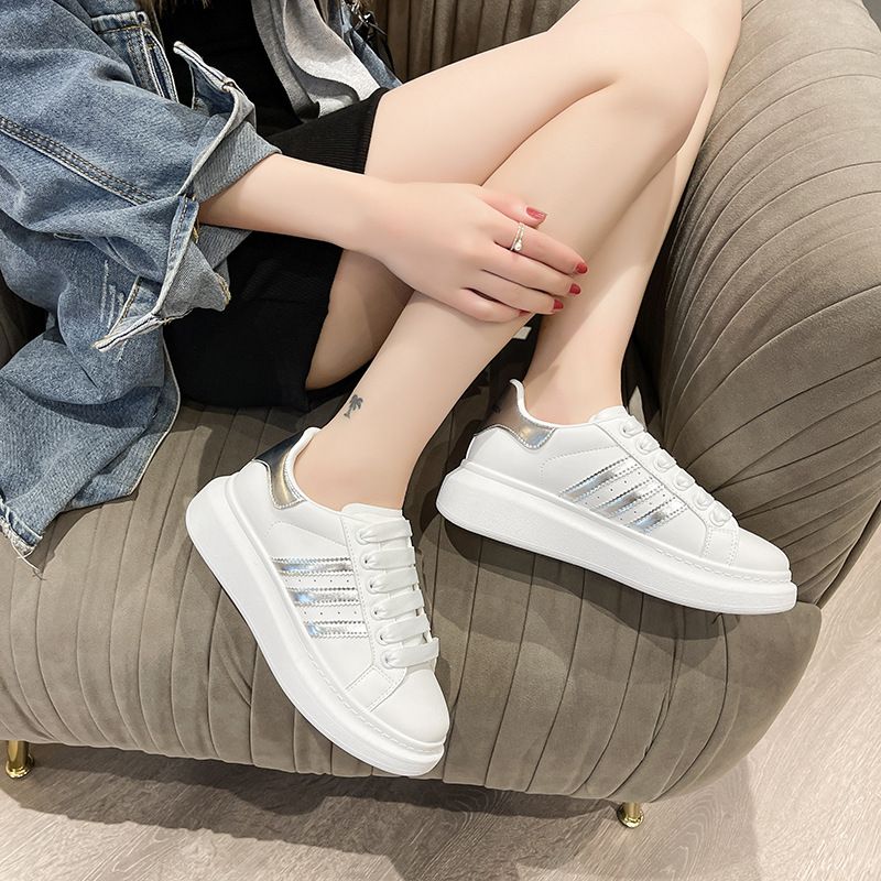 Sneaker Woman Sneaker Shoe Woman Sneaker Lady Shoe Spring New White Shoes Female Student Korean Version Thick Soled Female Internet Celebrity Shoes Casual Shoes for Couples