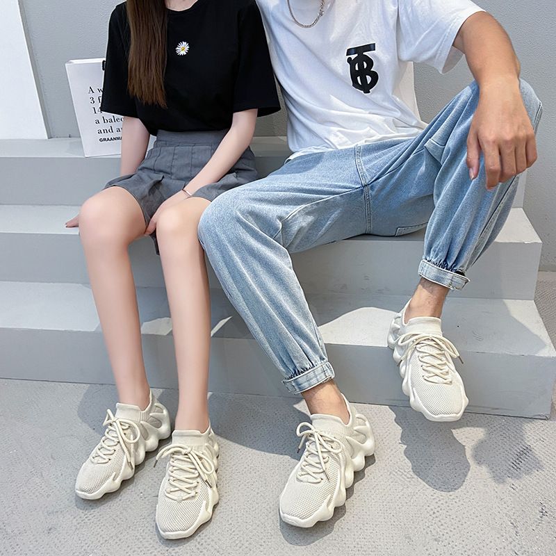 Sneaker Woman Sneaker Shoe Woman Sneaker Lady Shoe Couple Flying Weaving Coconut Shoes Female Summer Breathable Casual Running Shoes Volcano Socks Shoes for Men