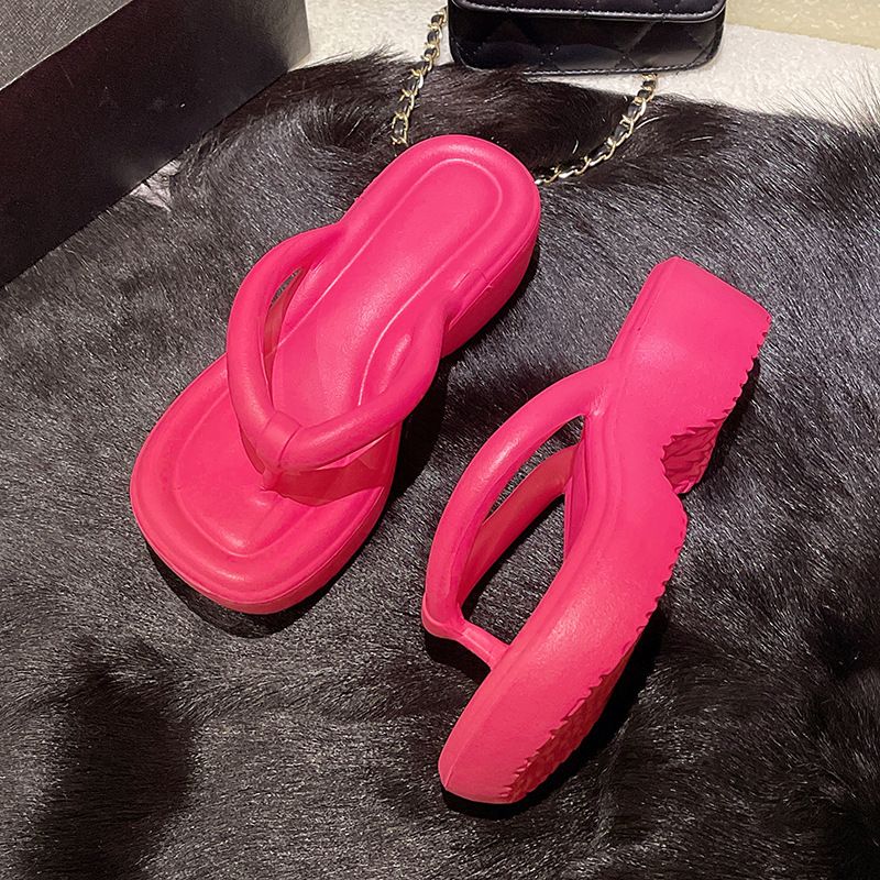 Slipper Lady Women Fanshionable Herringbone Thick Soled Sandals Summer New Outdoor Fashion European American Beach Sponge Cake Shoes Flip-Flops