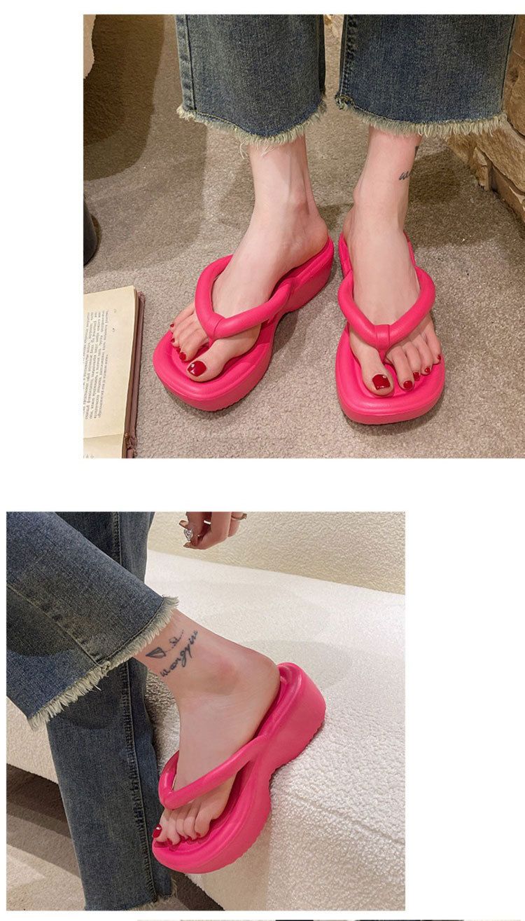 Slipper Lady Women Fanshionable Herringbone Thick Soled Sandals Summer New Outdoor Fashion European American Beach Sponge Cake Shoes Flip-Flops