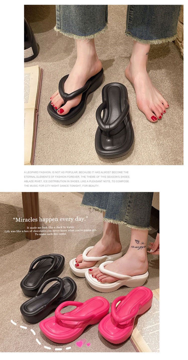 Slipper Lady Women Fanshionable Herringbone Thick Soled Sandals Summer New Outdoor Fashion European American Beach Sponge Cake Shoes Flip-Flops