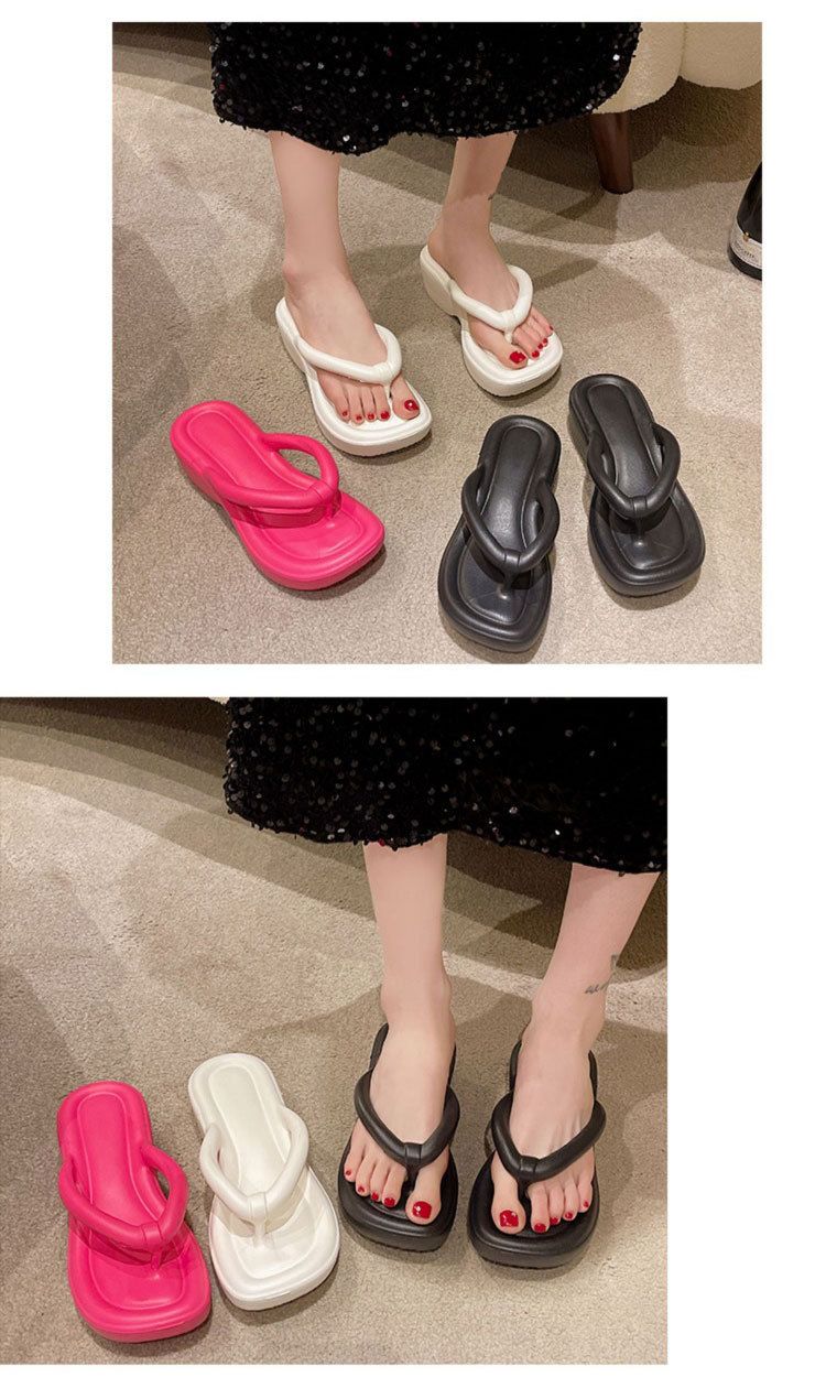 Slipper Lady Women Fanshionable Herringbone Thick Soled Sandals Summer New Outdoor Fashion European American Beach Sponge Cake Shoes Flip-Flops