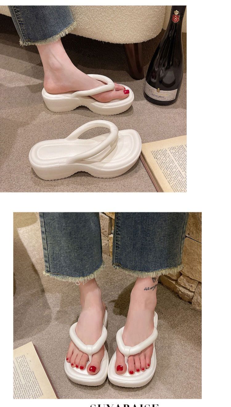 Slipper Lady Women Fanshionable Herringbone Thick Soled Sandals Summer New Outdoor Fashion European American Beach Sponge Cake Shoes Flip-Flops