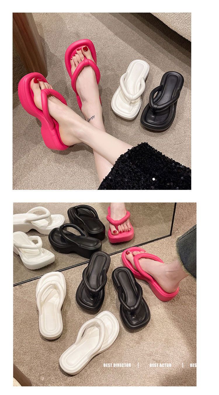 Slipper Lady Women Fanshionable Herringbone Thick Soled Sandals Summer New Outdoor Fashion European American Beach Sponge Cake Shoes Flip-Flops