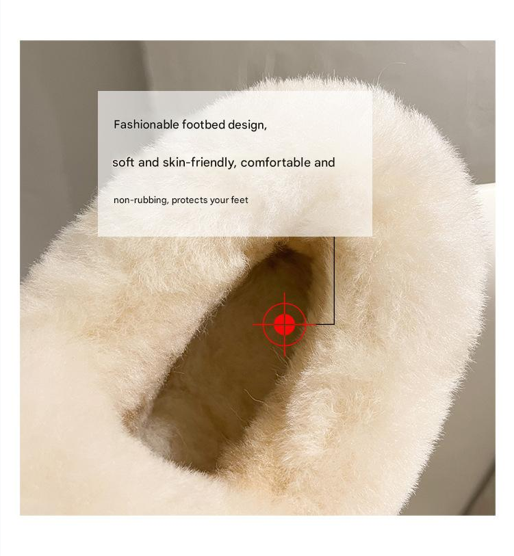 Snow Boots Women's Winter Thick Soled Round Toe Short Tube Slip on Bread Shoes Plush Cotton Shoes
