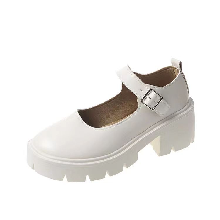 Leather Shoe Lady Oxford Shoe Sponge Cake Thick Soled Retro Mary Jane Shoes Janey Shoes Women's New Four Seasons Japanese Fashion Thin Leather Shoes