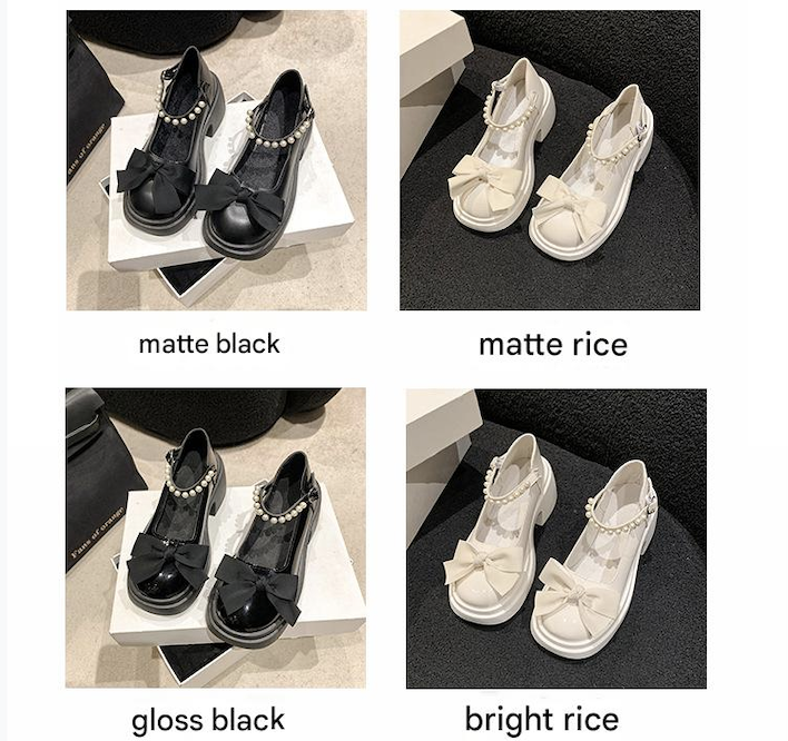 Leather Shoe Lady Oxford Shoe Mary Jane's Little Leather Shoes Female Thick Bottom Height Increase Spring New Sweet Bow Shallow Mouth Single Shoe One Character Buckle