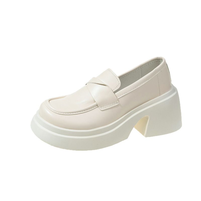 Leather Shoe Lady Oxford Shoe Thick Soled Leather Shoes New Spring Style Women's Sponge Cake French Retro British Style Loafers Slip on Single Shoe