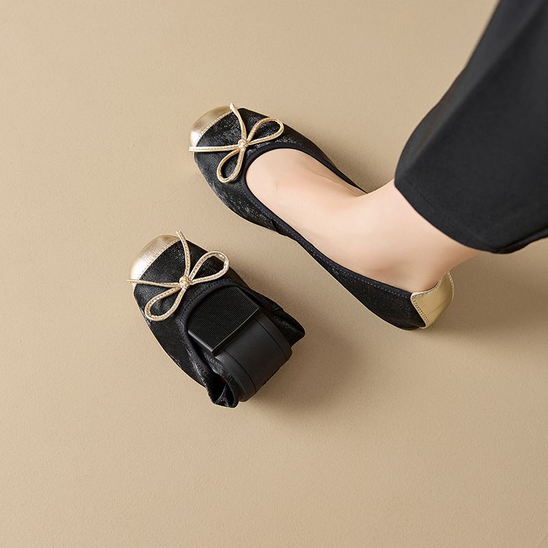 Leather Shoe Lady Oxford Shoe Spring Sheepskin Sneakers Female Bow Genuine Leather Mother Shoes Women Slip on Plus Size Bean Shoes